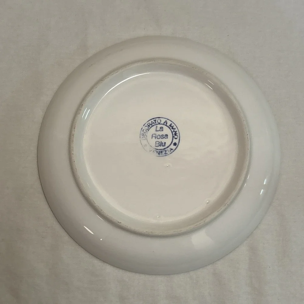 LA ROSA BLU Ristorante Trattoria Pizzeria Venice Plate Made In Italy 2002 7.25in